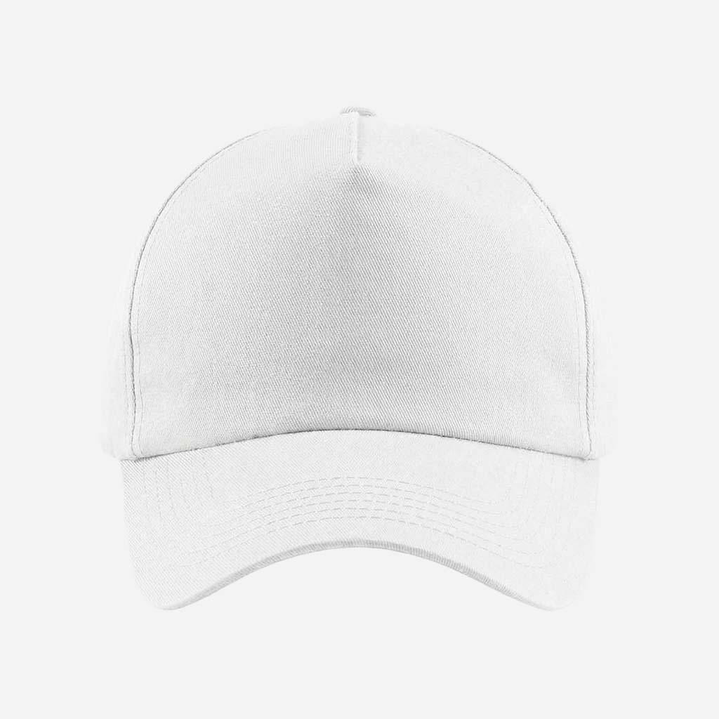 Personalisierbare Classic Cap by MisterMerch in white, featuring an adjustable strap and a structured design.