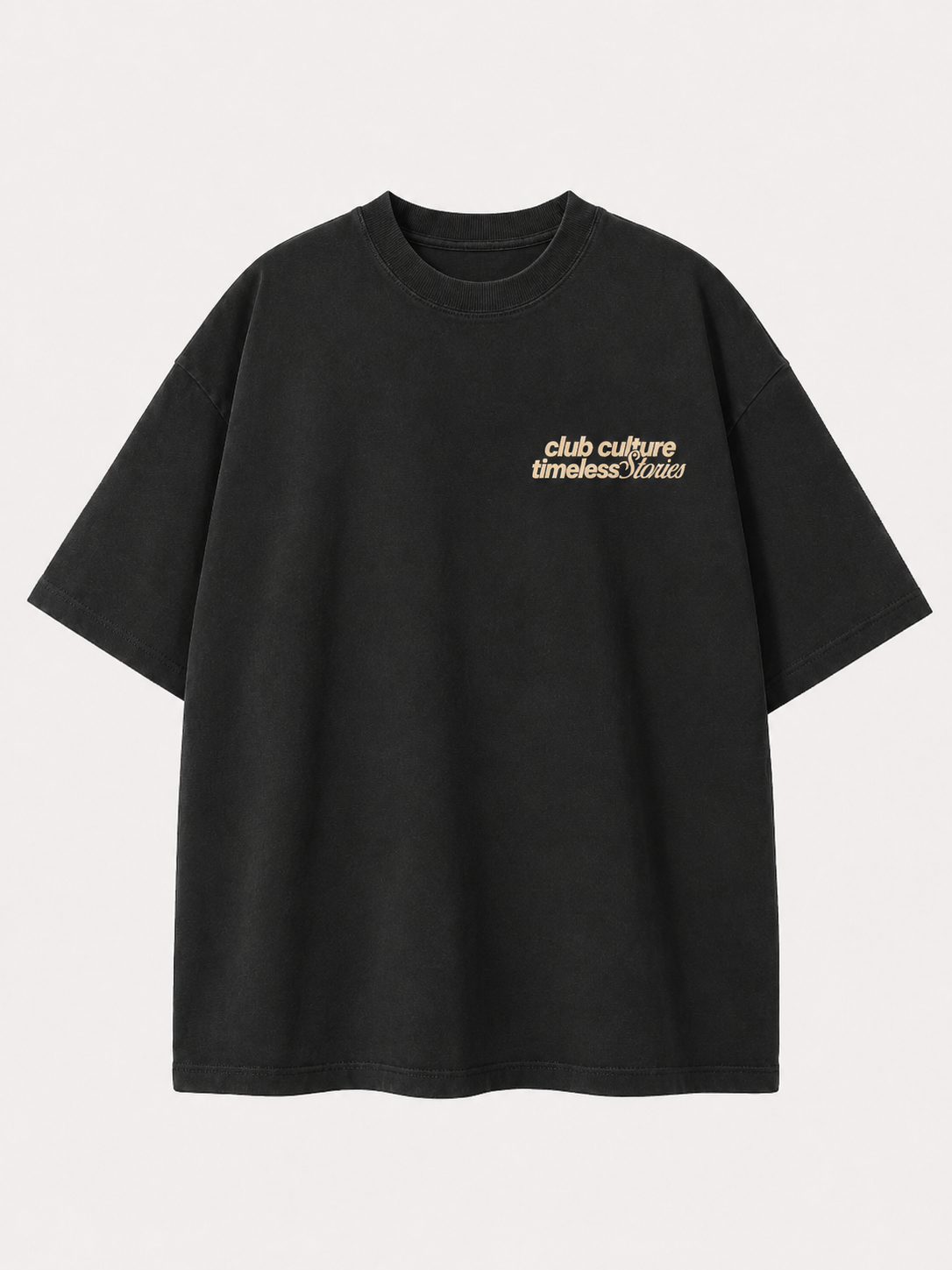 Club Culture Timeless Stories Oversized Tee Vintage Black – Vorderseite Brustprint