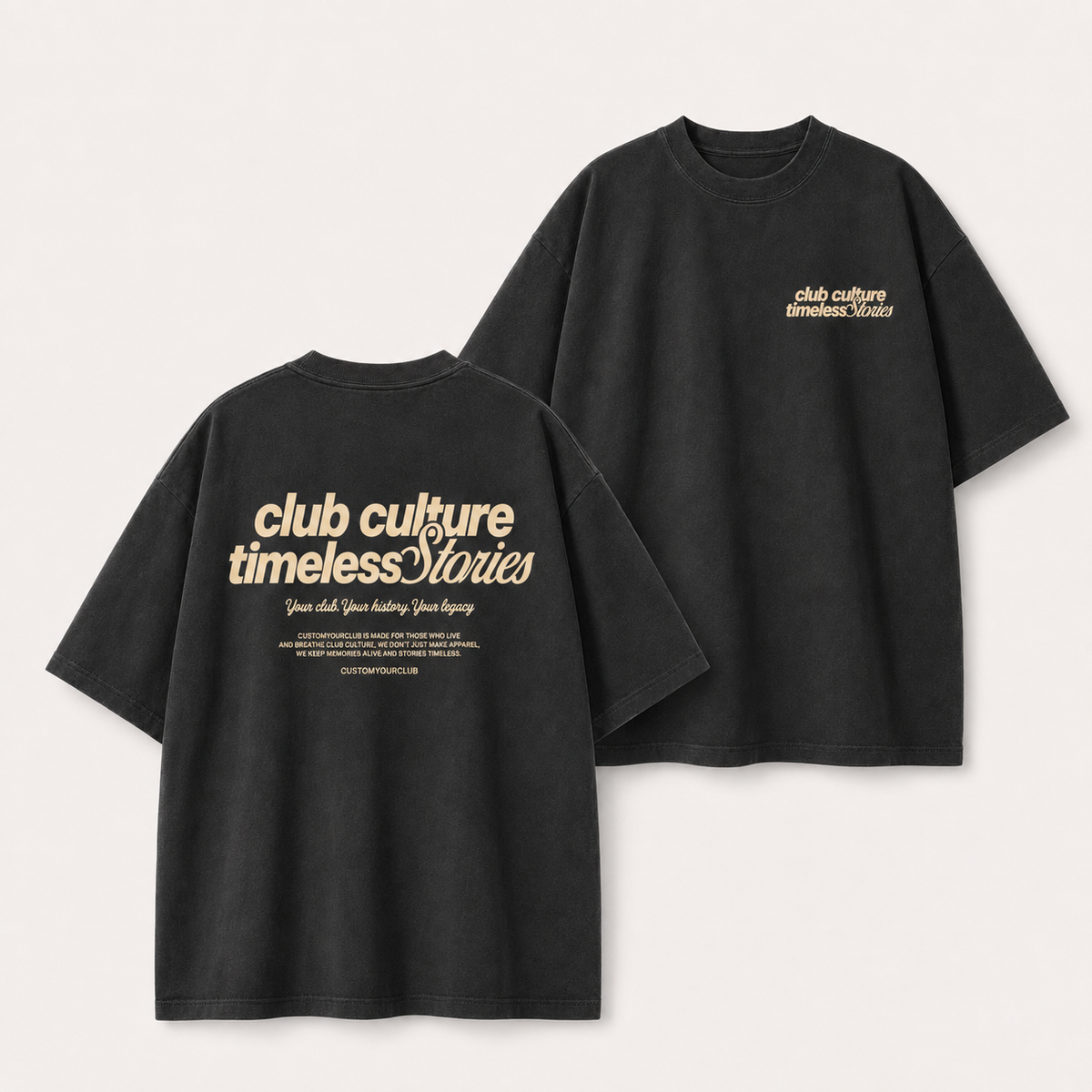 Club Culture Timeless Stories Oversized Tee Vintage Black – Vorder- und Rückansicht