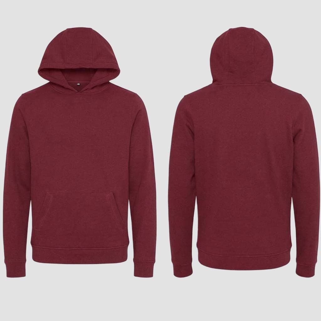 Dunkelroter personalisierter Hoodie von MisterMerch mit individuellem Design und gemütlicher Passform.